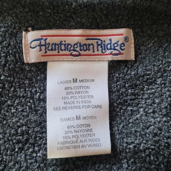 Vintage Huntington Ridge Grey Fleece Cardigan M - Picture 7 of 7